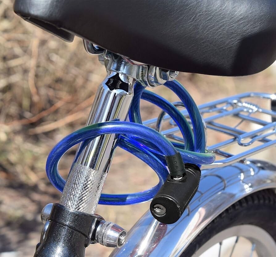 Bike Lock Cable with Keys | 650mm Heavy Duty Strong Steel Bicycle ...