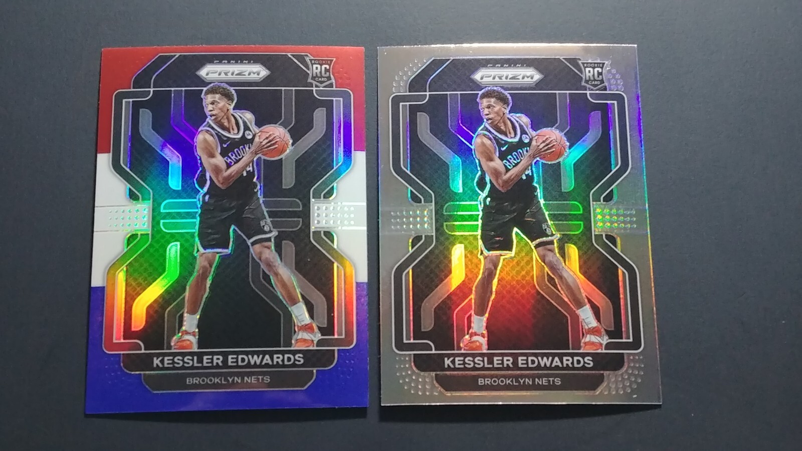 2021-22 Panini Prizm KESSLER EDWARDS RC Rookie Silver Holo & RWB Prizm #284 Nets