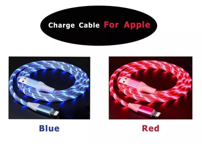 1M LED flowing Light Up USB Charging Data Sync Cable iOS For iPhone 11 12 13 PRO
