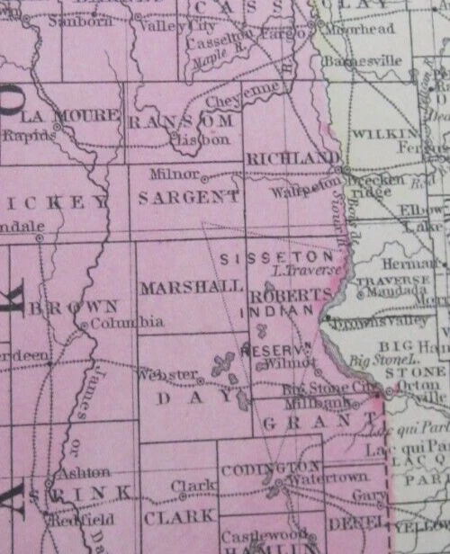 1887 Original Mitchell Maps: Minnesota  & Dakota TY -Sesseton Indian Res. & Neb. — 第 3/4 张图片