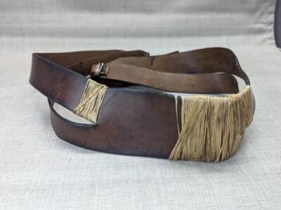 vintage HANDCRAFTED native american indian 34 cowhide leather WESTERN belt - Image 1 of 4