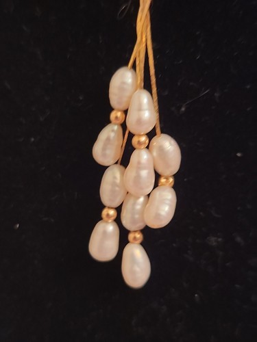 Vintage multi strand fresh water pearl necklace w gold beads Bracelet & earrings - Picture 5 of 13