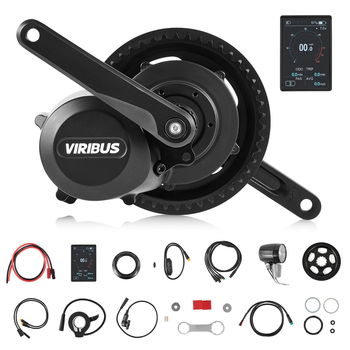 750W 48V eBike Conversion Kit MID Drive Motor Kit w/ LCD Display