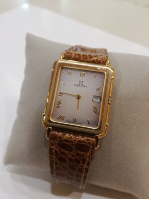 ZENITH LMA orologio Quarzo CASSA ORO giallo bianco rettangolare