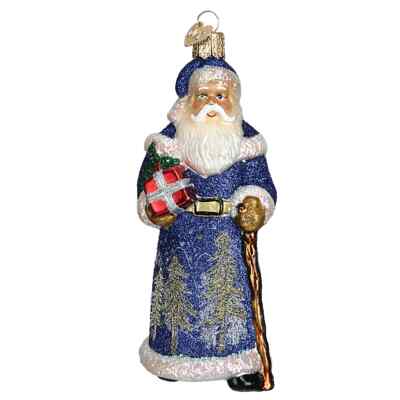 Old World Christmas GLISTENING MIDNIGHT SANTA (40248) Glass Ornament w/ OWC Bx