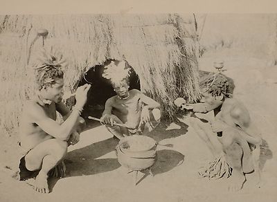 1899 Aufdruck Colonial South Afrika Dinner Time Zululand Natives