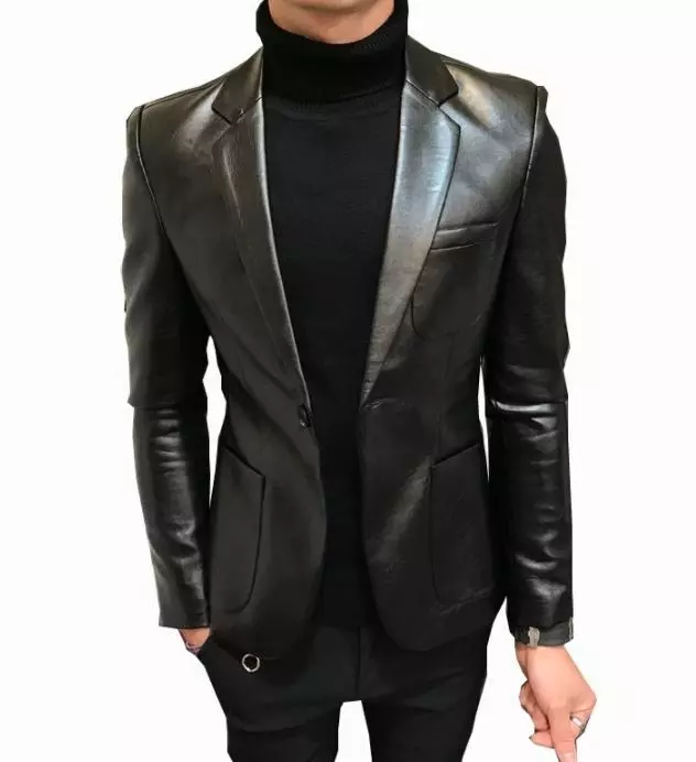 Leather blazer men outlet