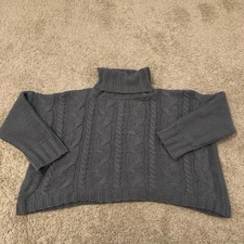 Love Tree Women's Cropped Cable Knit Sweater Gray Size Medium