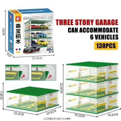 3 Story Garage Technique Car Sports Car Static Model Building Block Toy