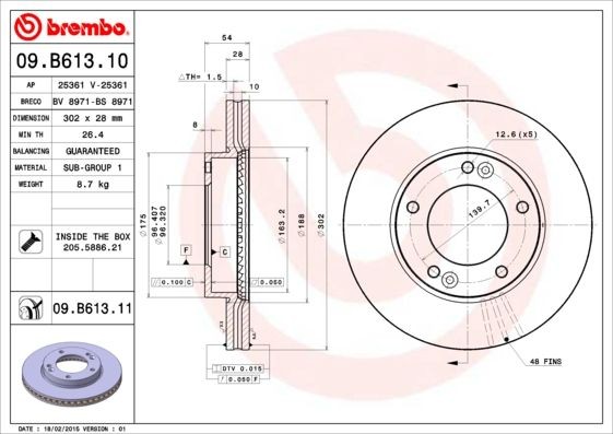 Disques de frein Brembo 09.B613.11 pour remplacer vos pièces usées et stopper les sifflements