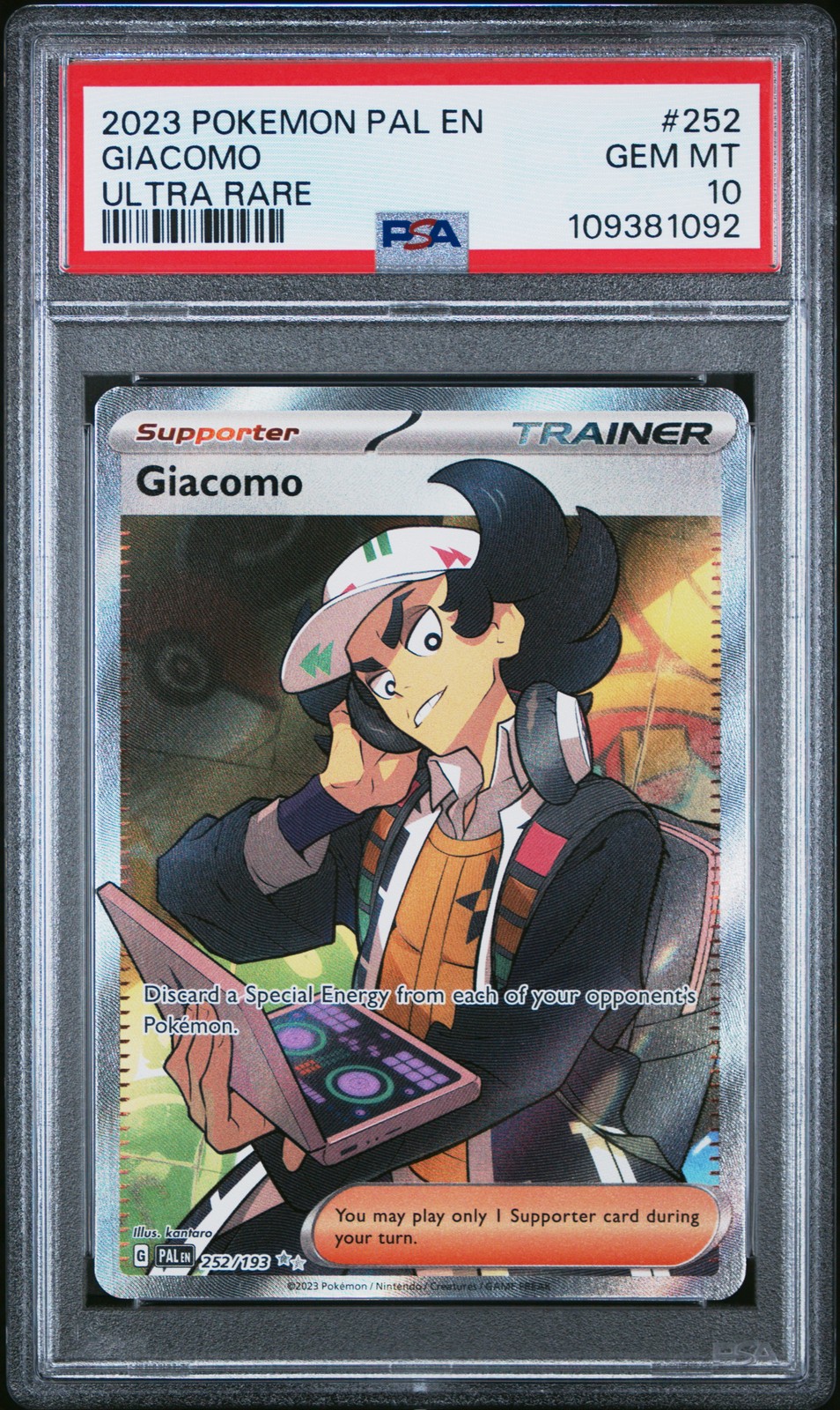 2023 POKEMON PAL EN-PALDEA EVOLVED ULTRA RARE #252 GIACOMO PSA 10