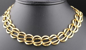Authentic Vintage Signed Napier Gold Plated 16" Openwork Chain Choker Necklace