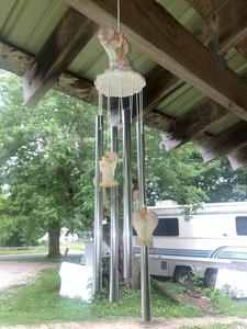 21” Long Angel Smaller Angels And Tubes Wind Chime Garden Patio- Estate Find