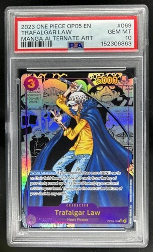 2023 One Piece New Era Trafalgar Law Super Rare Manga Alt Art #OP05-069 PSA 10
