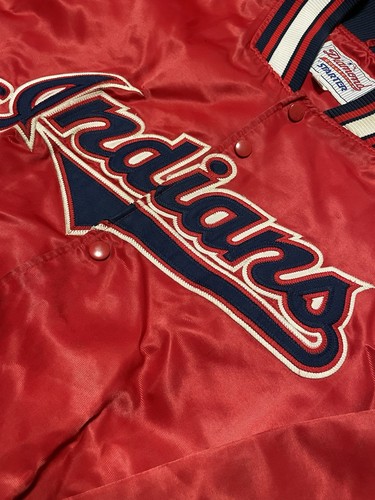 Veste Vintage Starter Cleveland Indians Rouge Satin - Taille M - MLB