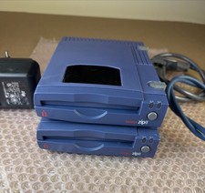 2x Iomega Zip 100 External Drives Z100P2 Z100S2 Cables Adapter - Untested