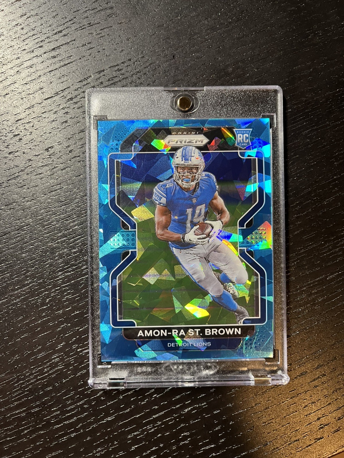 2021 Panini Prizm Amon-Ra St. Brown Blue Cracked Ice RC /99 Rookie RC #358 Lions