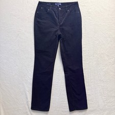 Talbots Pants Women Sz 8 Black Heritage Corduroy Straight Leg Casual Office