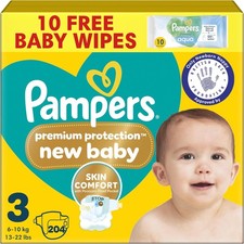 Pampers Premium Protection Size 3 Nappies 204 Pack 6-10kg Monthly Baby Diapers