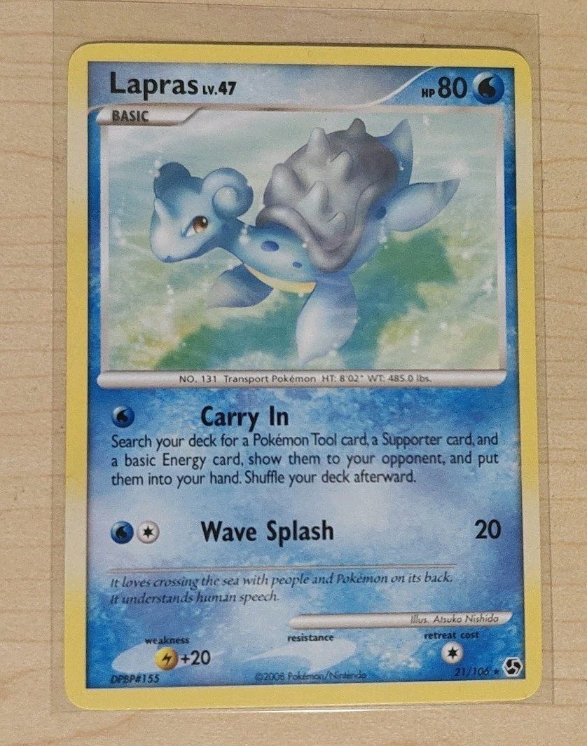 Pokemon TCG Lapras 21/106 Great Encounters Regular Trading Card Mint Condition 