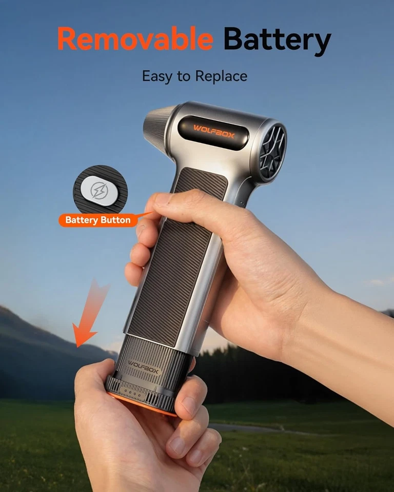 Plumero de Aire Eléctrico WOLFBOX MF200 con Batería Extraíble, Paquete de Doble Batería Foto 3 de 4
