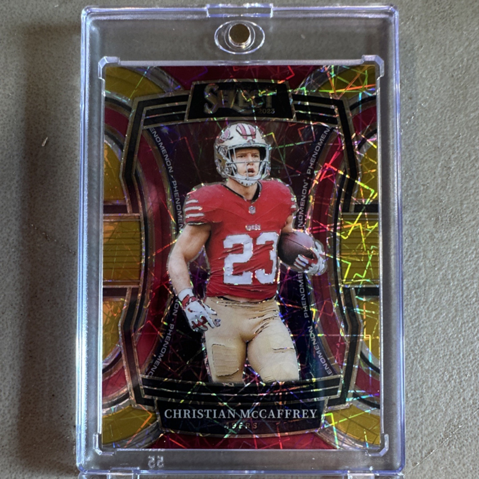 2023 Panini Select Phenomenon Christian McCaffrey Gold Prizm 4 /10 #PH-CMC 49ers