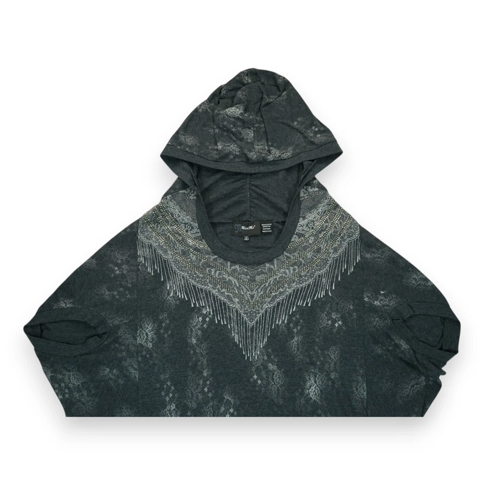 Vintage Miss Me Women's Large Black Embellished Hoodie Rhinestone Y2K Rare ! - Image 3 of 4