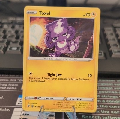 Toxel 068/192 Sword & Shield Basic 70 HP Tight Jaw Pokémon TCG Card Stock