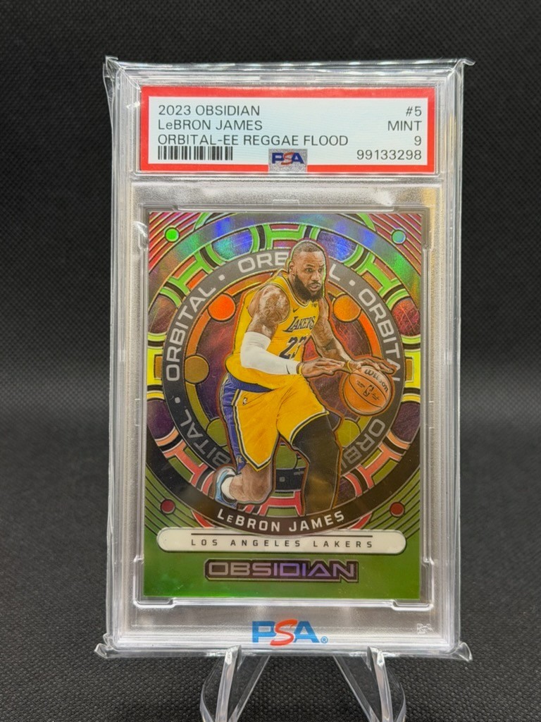 2023 Panini Obsidian Lebron James Orbital Reggae Flood Serial number 26/60 PSA 9