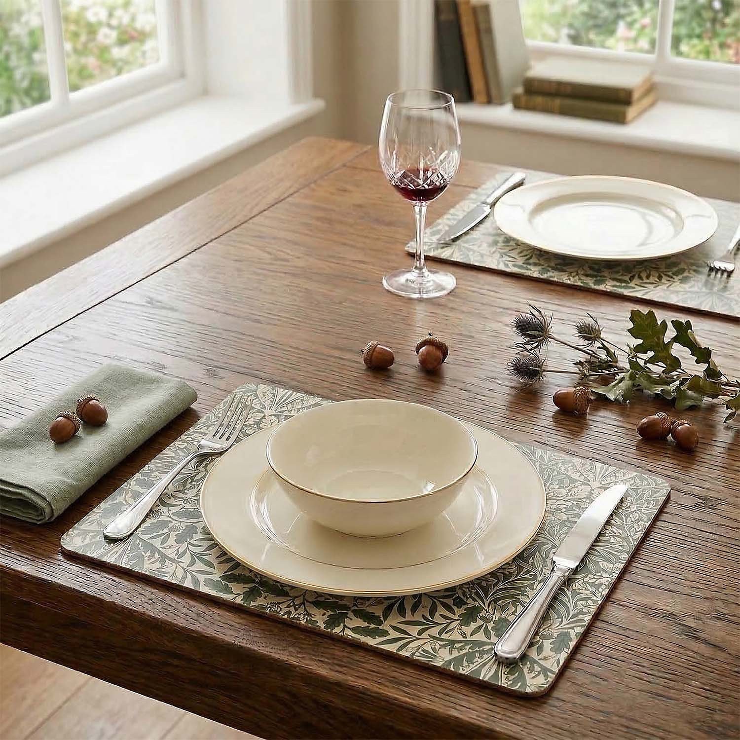 Cork-Backed Placemats Set of 4 William Morris Acorn Non-Slip Table Place Mats