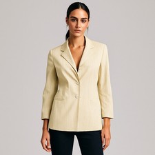 PIAZZA SEMPIONE Women's 44 IT Blazer Jacket Yellow stripe Made in Italy