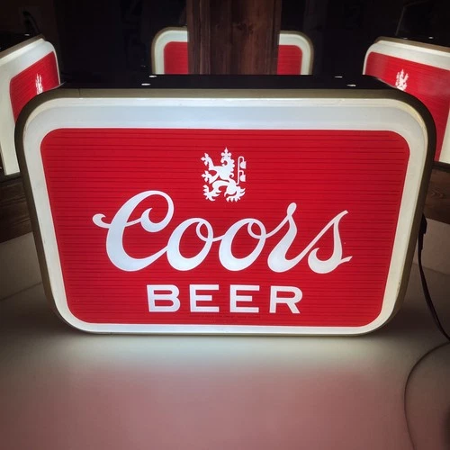 Coors Beer Lighted Doubled Sided Bar Sign 20” x 14” Vintage