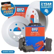 QH Front Brake Disc & Pads & Grease Fiat 500 Petrol Hatchback 1.2 LPG 2010-2021