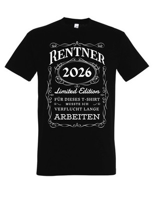 Herren T-Shirt RENTNER 2026 Lustig Spruch Logo Rente Ruhestand Pension Fun-Look