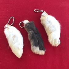 GENUINE Real Lucky Rabbit Foot Keychain Set o...