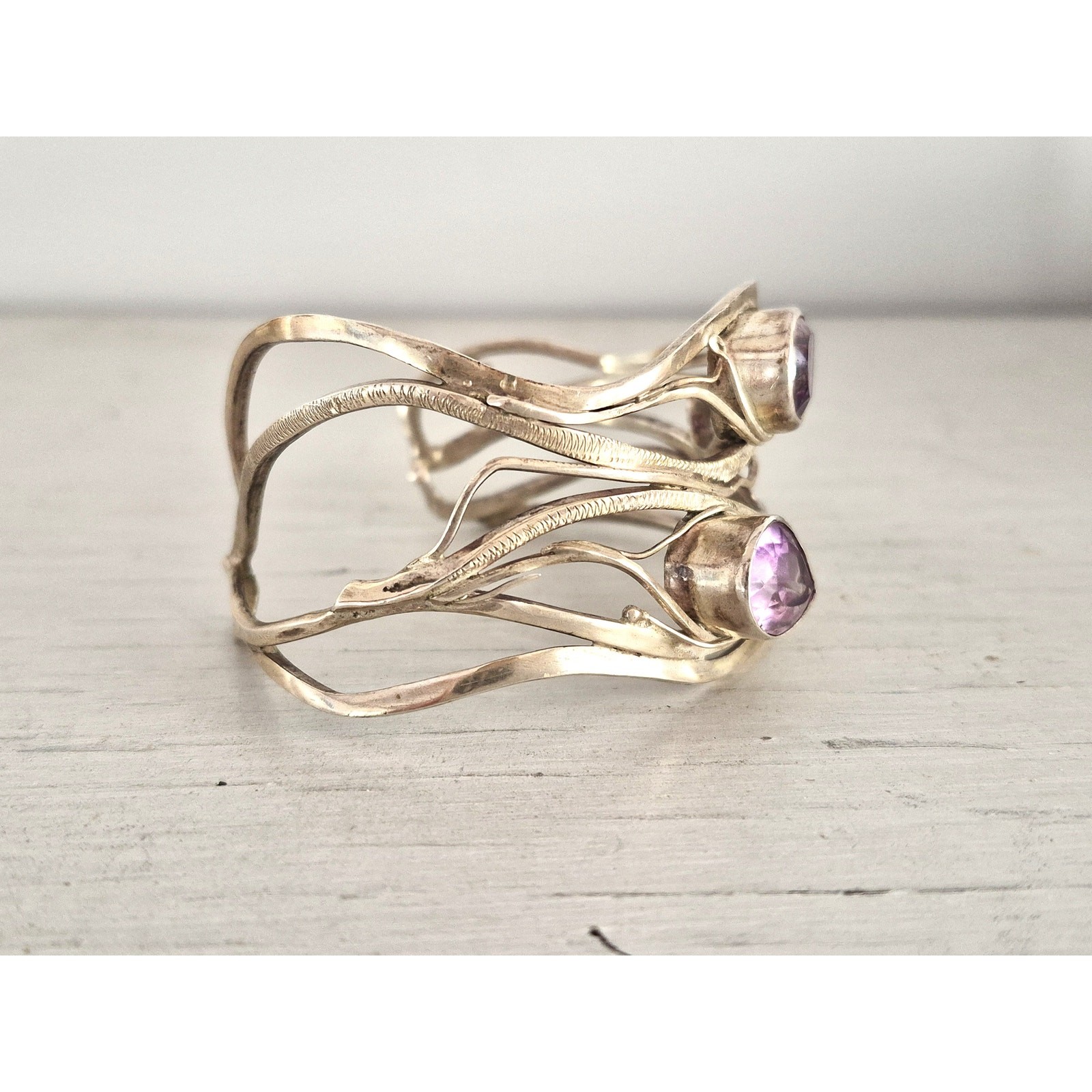 Sterling Silver Artisan Amethyst Multi-Strand Wav… - image 3