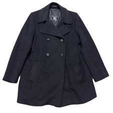 Vintage Burberry Double Breasted Wool Cashmere Coat Women s Size 14 Reg England