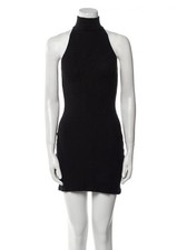 REFORMATION Black Ribbed High Mock Turtle Neck Fitted Sleeveless Mini Dress XS