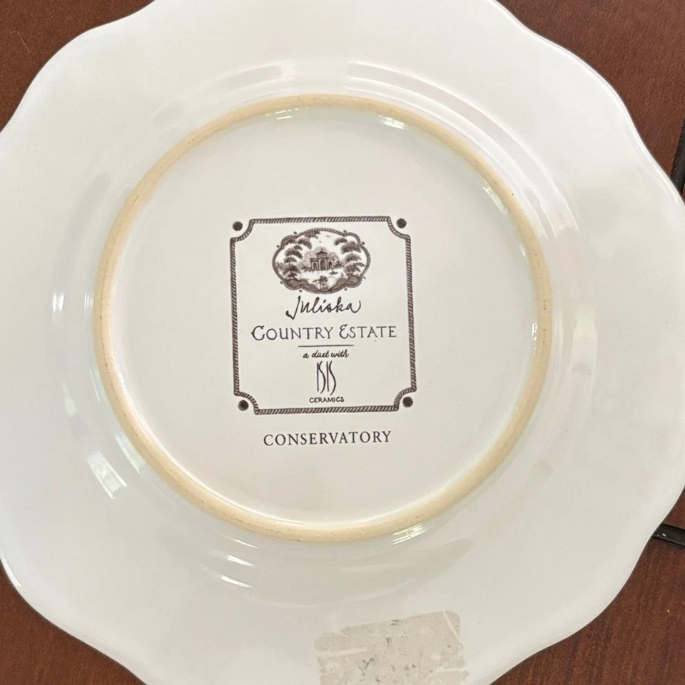 "Plato de conservatorio Juliska Country Estate en placas blancas y marrones/grises de 9""" Foto 3 de 4