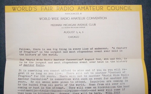 Rare 1933 Adv WORLDS FAIR AMATEUR RADIO COUNCIL, CANDLER SYSTEM Telegraph-ham