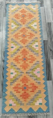 Tribal Handgeknüpfter Afghan Türkischer Läufer Kelim Teppich, Azteken Wollteppich, Größe 147x50 CM