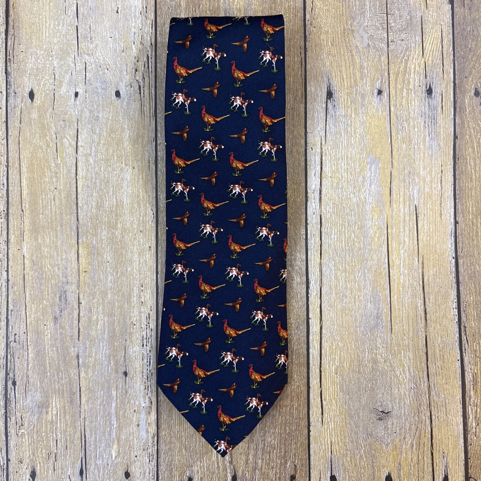 Polo Ralph Lauren Tie Vintage Equestrian Pheasants Silk Hand Made In Italy