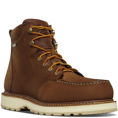 DANNER WORK Men's 6'' Cedar River Moc Toe Soft Toe EH Waterproof Work Boot Brown