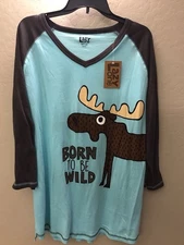 NEW Lazy One Tee Moose Womens Tall XL Tee 3/4 Sleeve BORN TO BE WILD