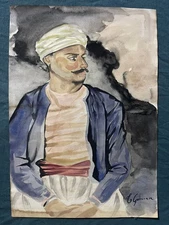 Théodore Géricault drawing and painting on old paper signed stamped vintage