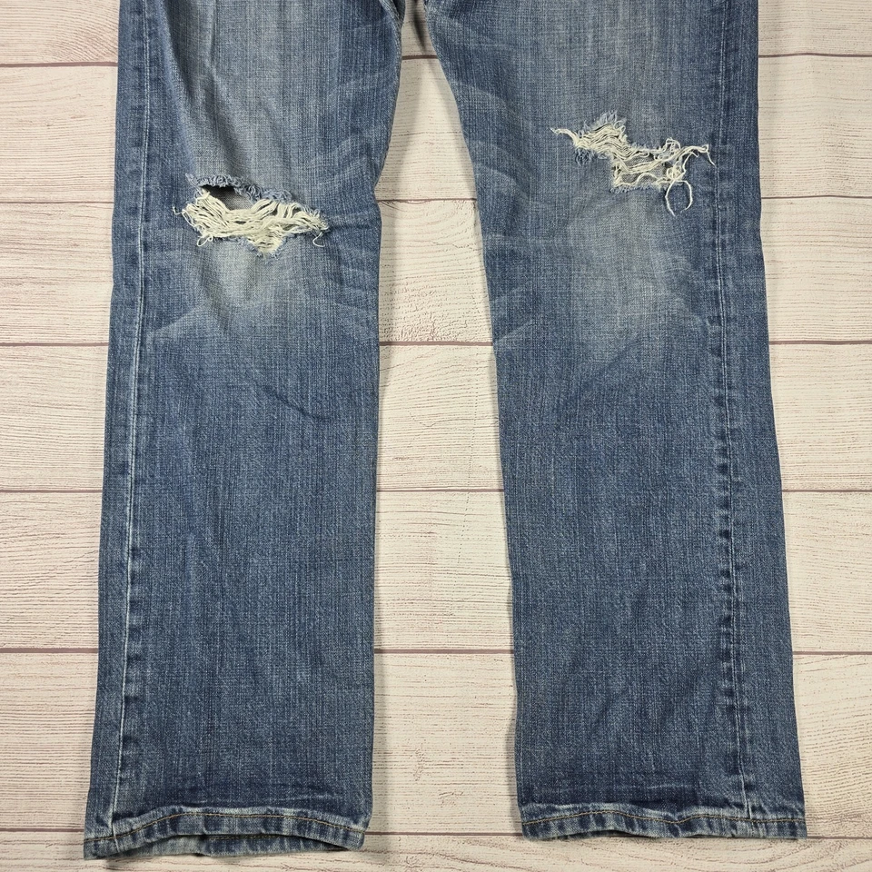 Pantalones de mezclilla vintage desgastados lavado medio Abercrombie & Fitch Y2K para mujer talla 28 Foto 2 de 4