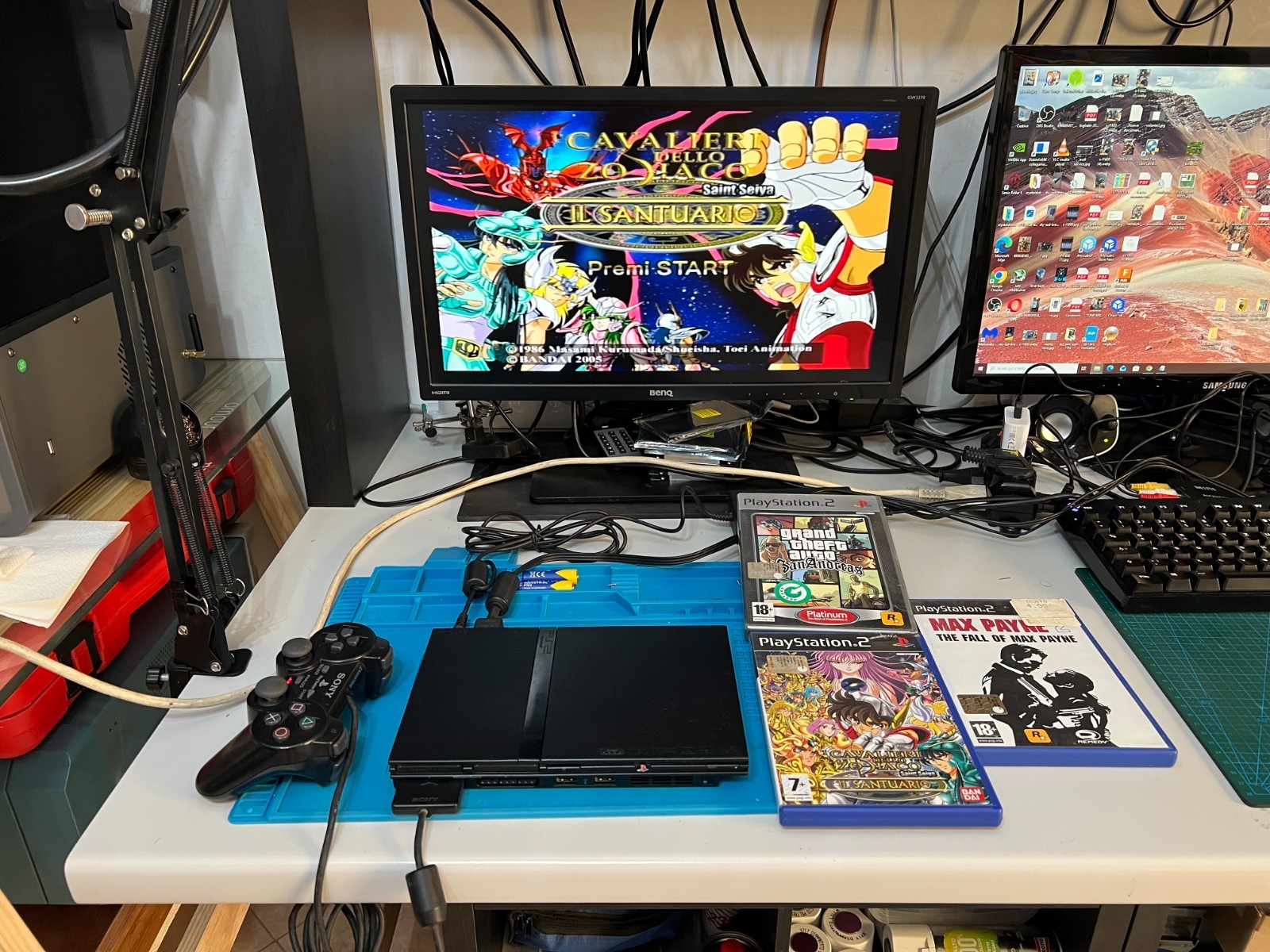 sony ps2 slim playstation scph-70004 saint seya , gta , max payne 2