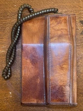 Vintage Northern Telecom Retro Push Button Phone Faux Brown Leather - Untested