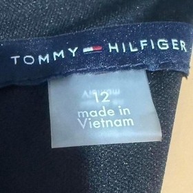 Tommy Hilfiger Women's Dark Gray Wide Leg Jumpsuit Sheer Sleeve Tie Neck Size 12