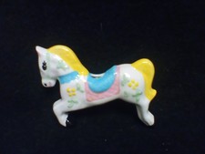 One Multicolor Vintage Macrame Glazed Porcelain Carousel Horse 4" x 3"